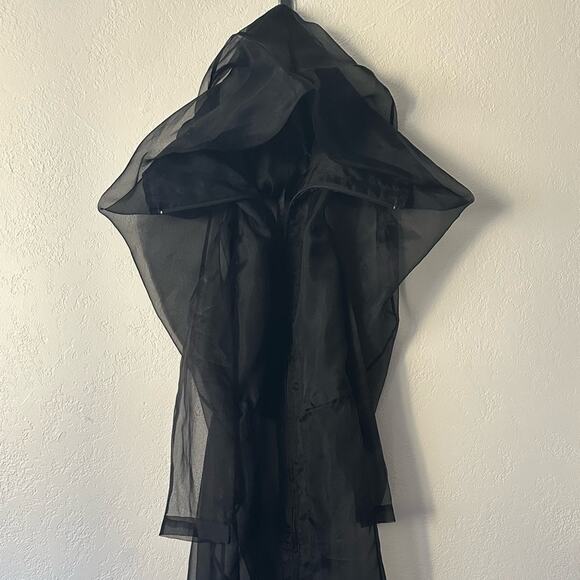 PEACHOO + KREJBERG Silk Transparent Coat in Black size M with Hood RTW SS13 - Picture 8 of 16